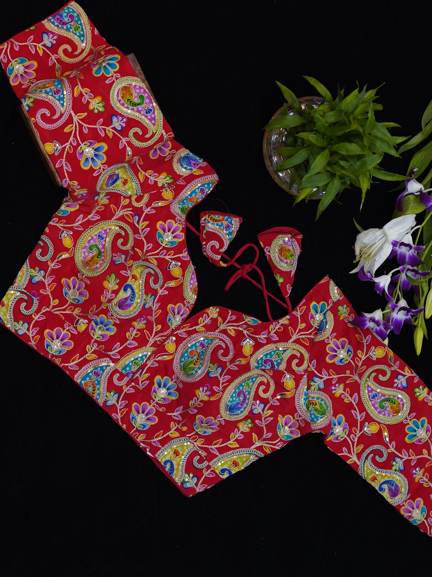 Designer Crepe Viscose Multicolor Embroidered Blouse