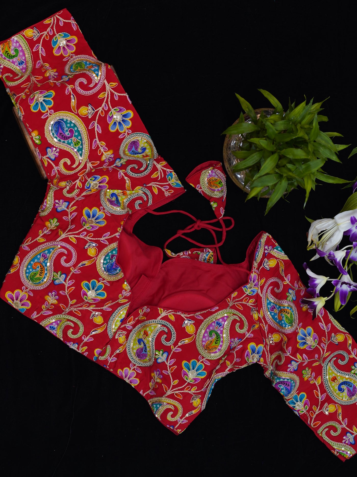 Designer Crepe Viscose Multicolor Embroidered Blouse