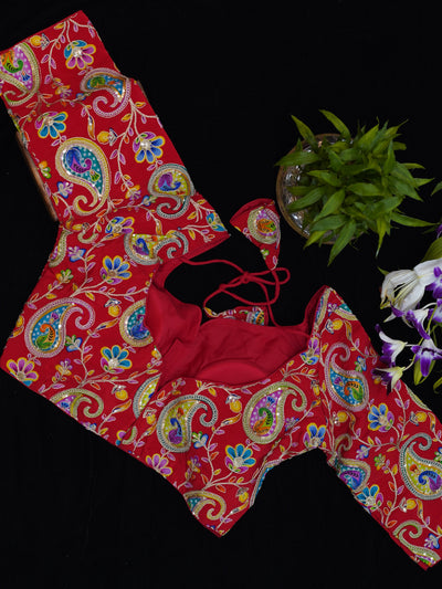 Designer Crepe Viscose Multicolor Embroidered Blouse