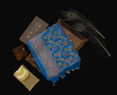 Pure Banarasi Silk Georgette All Body Jaal Meena Kaari