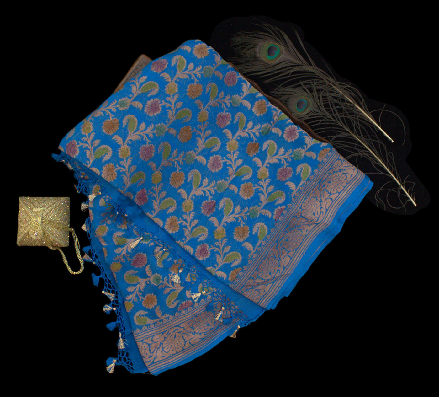 Pure Banarasi Silk Georgette All Body Jaal Meena Kaari