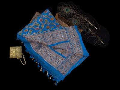 Pure Banarasi Silk Georgette All Body Jaal Meena Kaari