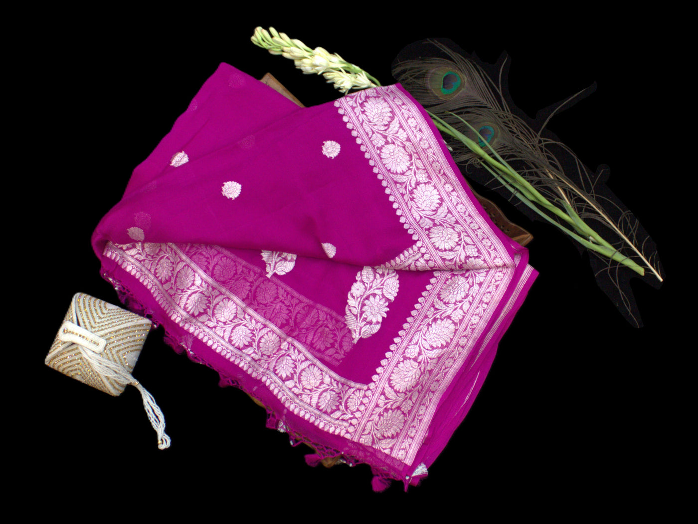 Pure Banarasi Silk Georgette Rupa Butti